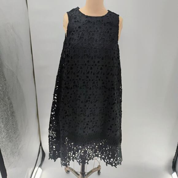 Ne Quittez Pas Montmartre Lace Swing Dress Black Sleeveless Women Size Medium - Picture 3 of 13